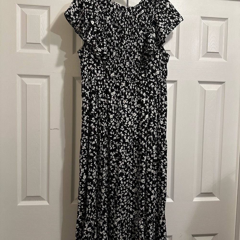 Floral Black and White Dress